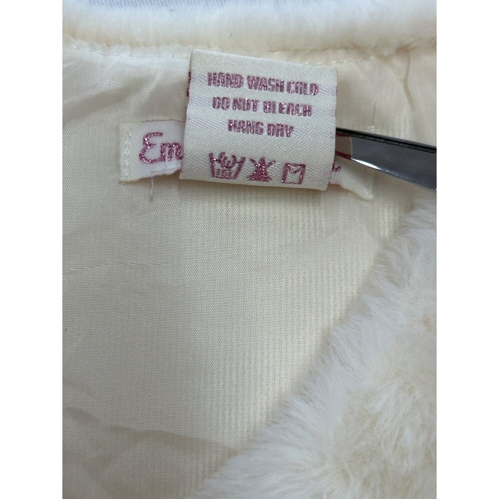 Toddler Emma & Elsa Faux Fur Vest 6X Ivory Sleeveless Satin Lining Button Closur - Picture 8 of 8